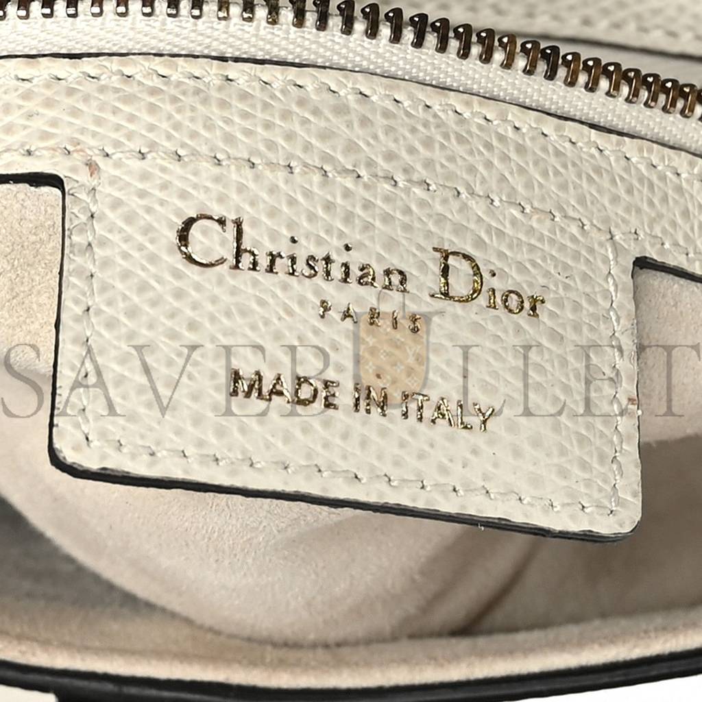 DIOR GRAINED CALFSKIN SADDLE BAG WHITE (24*20*7cm)