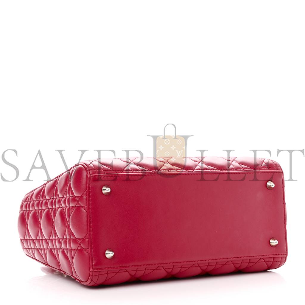 DIOR LAMBSKIN CANNAGE MEDIUM LADY DIOR FUCHSIA (23*20*12.1cm)