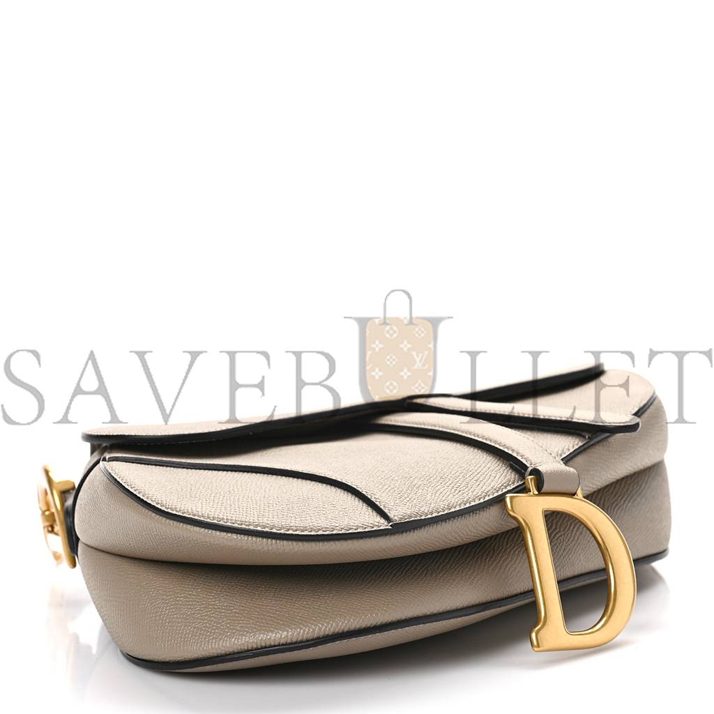 DIOR GRAINED CALFSKIN SADDLE BAG WITH STRAP WARM TAUPE (25*20*7cm)