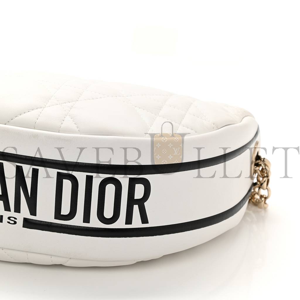 DIOR LAMBSKIN CANNAGE MEDIUM DIOR VIBE HOBO BAG WHITE (29*19*8.3cm)