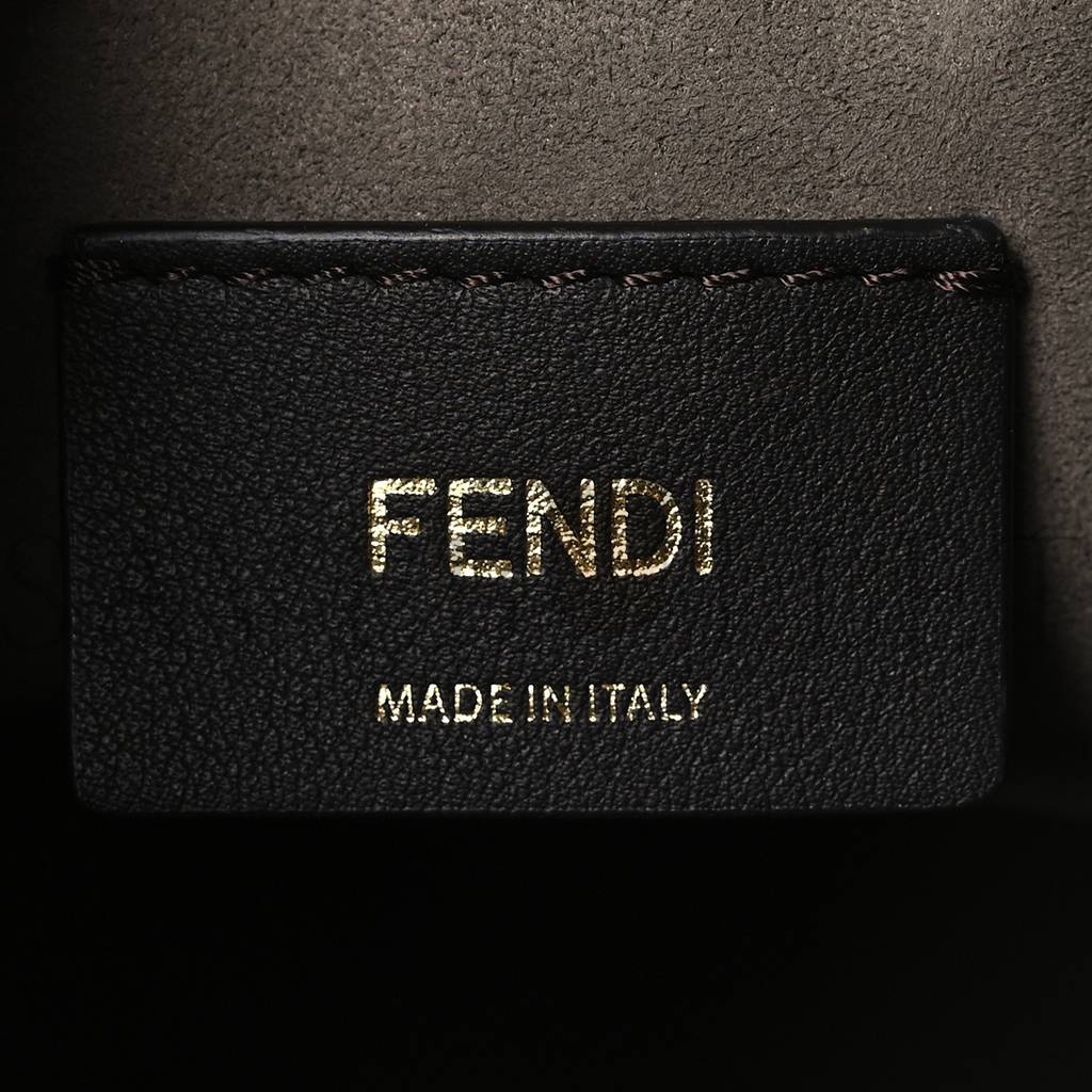 FENDI VITELLO KING F IS FENDI LOGO EMBOSSED MINI MON TRESOR BUCKET BAG LIGHT ROSE (11*10*10cm)